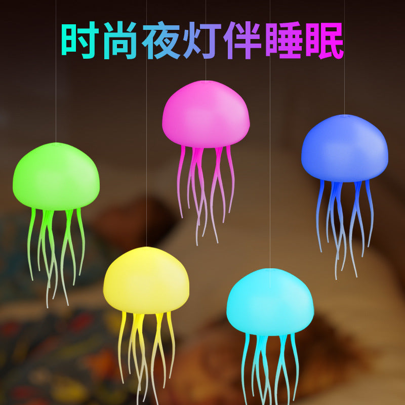 Full-Color Gradient Intelligent Voice-Controlled Jellyfish Lamp, Atmospheric Sensor Lamp, Night Light, Suspended Smart Tentacles, Swimming Hanging Lamp
