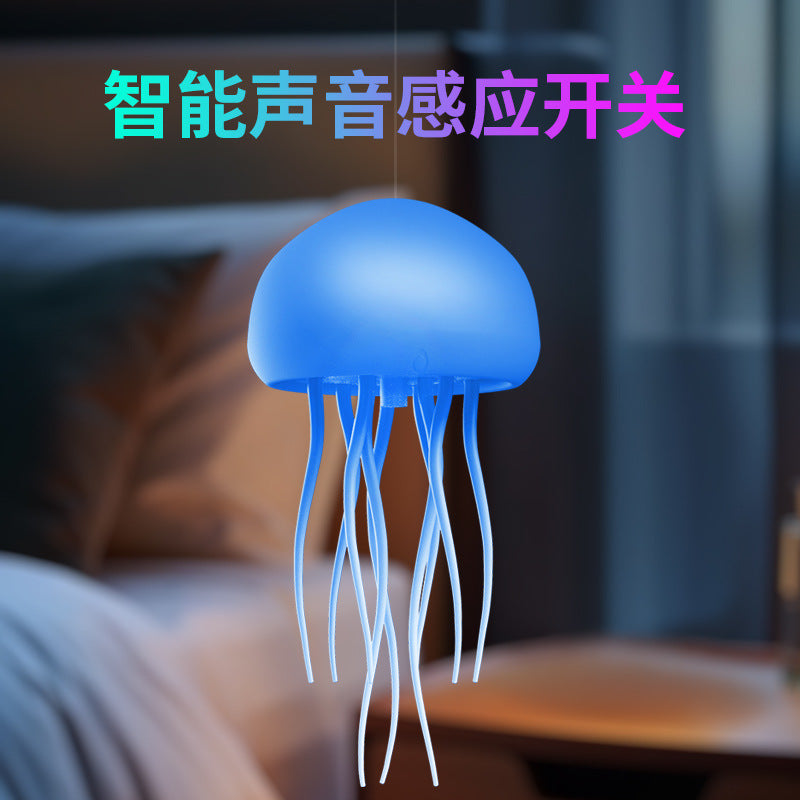 Full-Color Gradient Intelligent Voice-Controlled Jellyfish Lamp, Atmospheric Sensor Lamp, Night Light, Suspended Smart Tentacles, Swimming Hanging Lamp